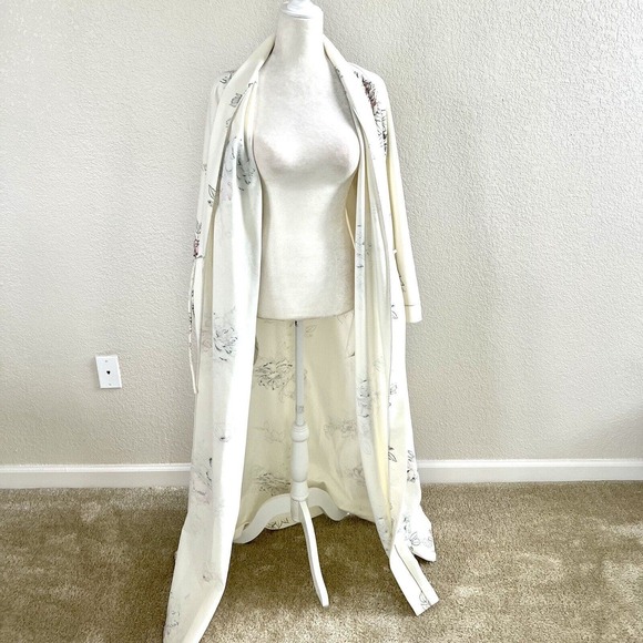 Vintage 80s Miss Elaine Large Fleece Robe Tie Front Side Pockets Country Cottage - Picture 10 of 16